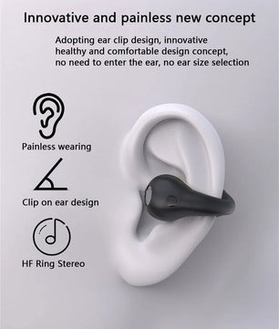 Wireless Bluetooth Earphones Earring HIFI Bass Music Headphones Ear Clip Sport TWS Earbuds Game Headset PK Ambie Sound Earcuffs