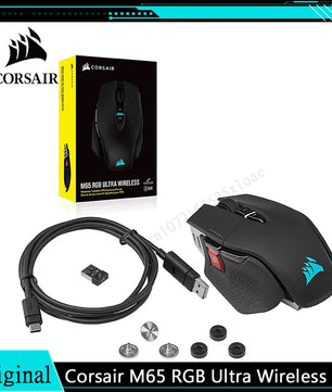Corsair M65 RGB Ultra Wireless Tunable FPS Wireless Gaming MouseSub-1ms Slipstream Wireless Technology 26,000 DPI -White/Black