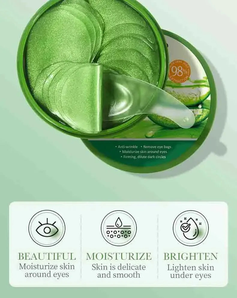 60pcs Aloe Vera Collagen Eye Mask Anti Dark Circles Eyes Bags Moisturizing