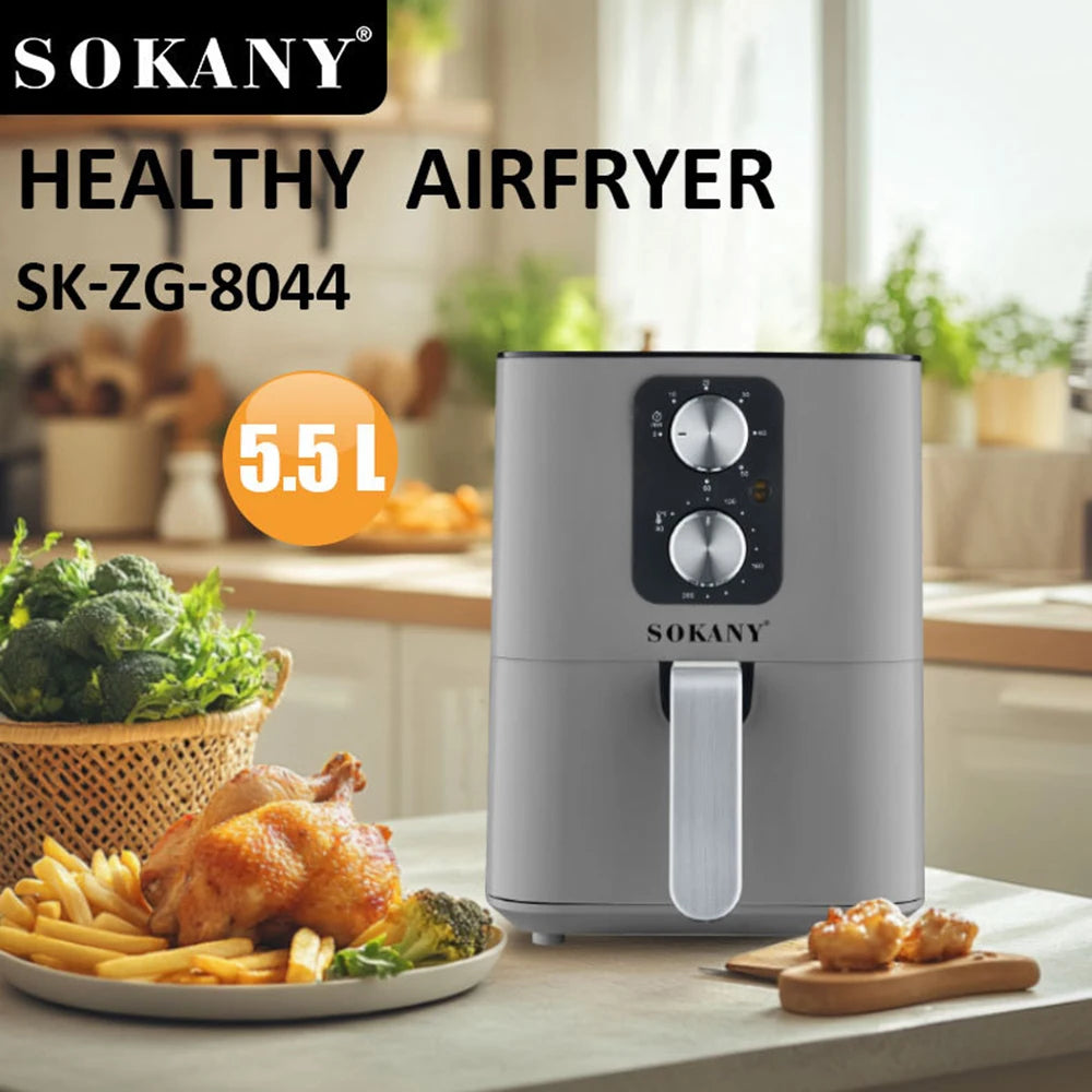 Multifunctional Air Fryer Home 5.5L Smokeless Low Fat High Power Electric Roast Chicken & French Fries Healthy