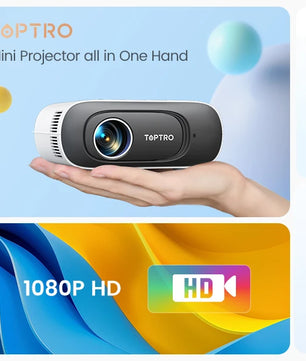 TOPTRO Mini Projector Full HD Support 1080P 16000 Lumens Auto Keystone WiFi Bluetooth Video Projector Portable Home Theater