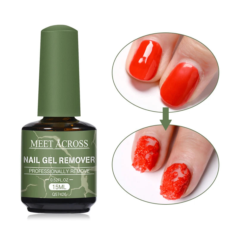 MEET ACROSS 15ml Magic Fast Nail Gel Polish Remover Clean UV Soak