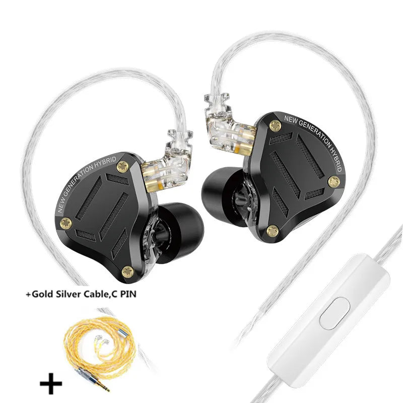 KZ ZS10 Pro 2 in Ear Metal Earphone HIFI Bass Earbud 4-Level Tuning Switch Headphone 2PIN Cable ZS10PRO2 ZSNPRO AS16PRO