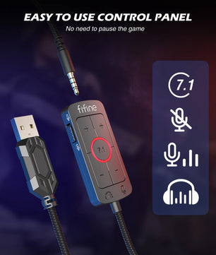 FIFINE Headset,3.5 mm jack&USB Headphone with 7.1 Surround Sound/volum contral/Mute switch for PC/MAC/PS4/PS5 Mixer-H9