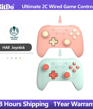 8BitDo Ultimate 2C Wired Gaming Controller Gamepad with Hall Effect Joystick for PC Windows 10 11， Android and Raspberry Pi