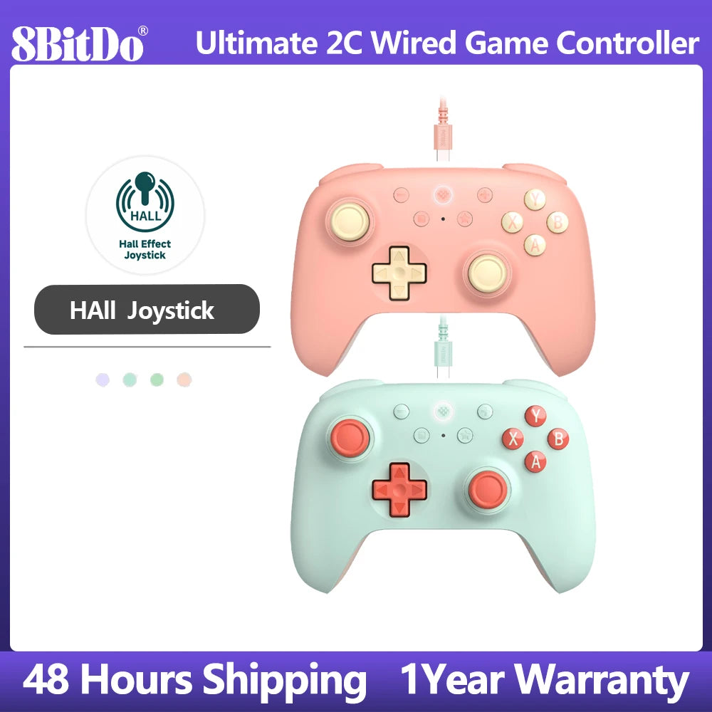 8BitDo Ultimate 2C Wired Gaming Controller Gamepad with Hall Effect Joystick for PC Windows 10 11， Android and Raspberry Pi