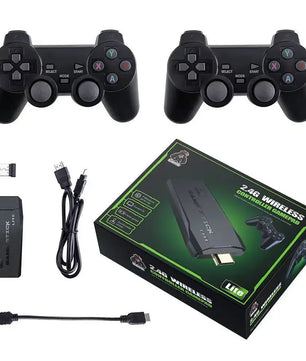 M8+64 Game Console Built-in 20000 + 64GB Two-person Wireless Controller 2.4G Stick 4K HD PS1 GBA Video Children's Christmas Gift