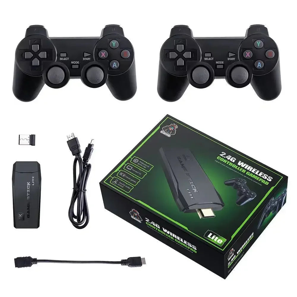 M8+64 Game Console Built-in 20000 + 64GB Two-person Wireless Controller 2.4G Stick 4K HD PS1 GBA Video Children's Christmas Gift