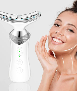 Face Neck Lifting Beauty Device Hot Compress 5-color LED Photon Firming Rejuvenation Anti Wrinkle Reduce Double Chin Anti Facial