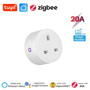 Tuya Zigbee Smart Socket UK Plug Smart Home Automation Timing Power Monitor Smart Outlet Support Google Home Alexa Zigbee2MQTT