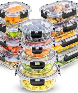 24pc Airtight Glass Food Storage Containers with Lid
