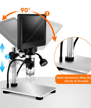 TOMLOV DM9 Digital USB Electronic Microscope 1080P 7" LCD Display 1200X Magnification Microscopio for Phone Repairing