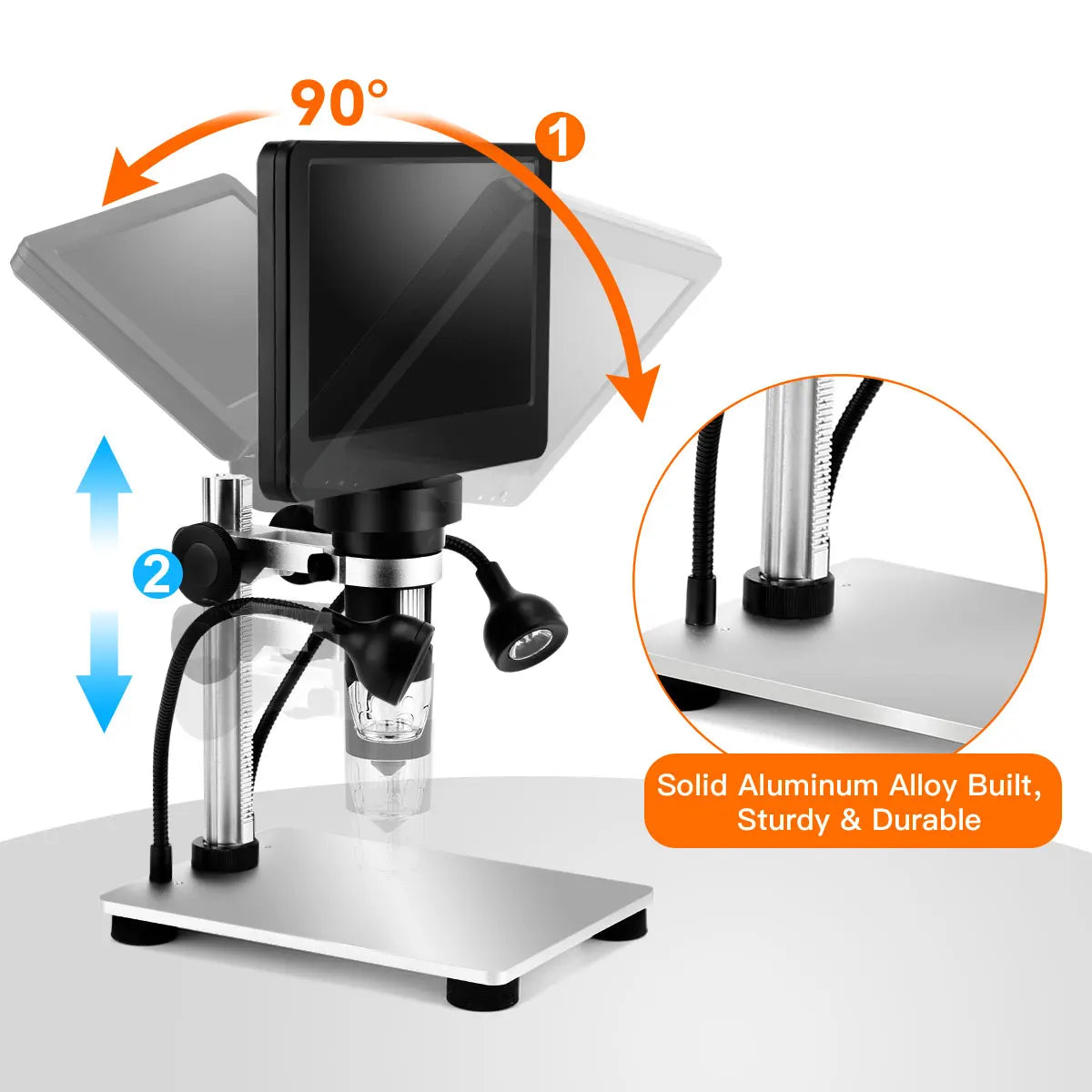 TOMLOV DM9 Digital USB Electronic Microscope 1080P 7" LCD Display 1200X Magnification Microscopio for Phone Repairing