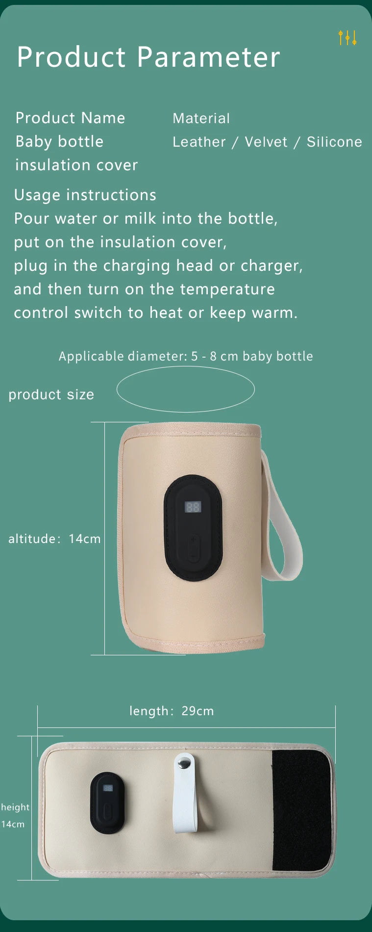 USB constant temperature heating bottle cup cover insulation artifact warm milk cover portable universal insulation cover for ou