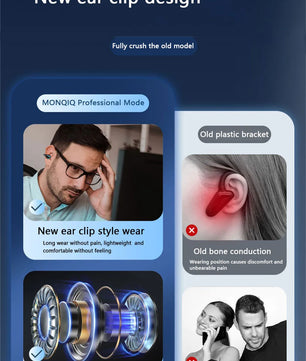 Wireless Bluetooth Earphones Earring HIFI Bass Music Headphones Ear Clip Sport TWS Earbuds Game Headset PK Ambie Sound Earcuffs