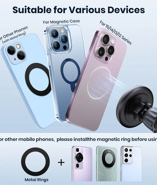 TOPK for Magsafe Car Phone Holder,Powerful Magnetism Premium Quality Single-Hand Operation Metal Hook Magnetic Car Phone Mount