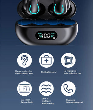 Wireless Bluetooth Earphones Earring HIFI Bass Music Headphones Ear Clip Sport TWS Earbuds Game Headset PK Ambie Sound Earcuffs