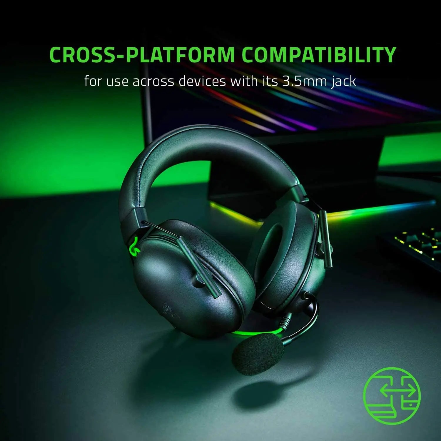 Razer BLACKSHARK V2 X Headphones E-sports Game Headset with Microphone 7.1 Surround Sound Video Gaming Earphone Wired for PC PS5