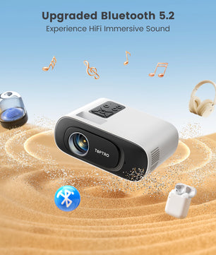 TOPTRO Mini Projector Full HD Support 1080P 16000 Lumens Auto Keystone WiFi Bluetooth Video Projector Portable Home Theater