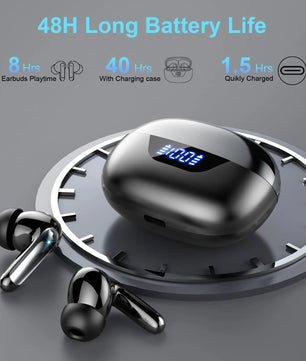Wireless Headphones,Bluetooth 5.3 Stereo Earphones in Ear with 4 ENC Mic Clear Calls,Noise Cancelling Ear Buds,48H battery life.