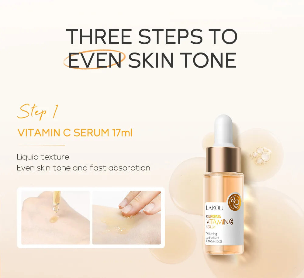3pcs/set LAIKOU Vitamin C 24K Golden Sakura Skin Care Sets Face Cream