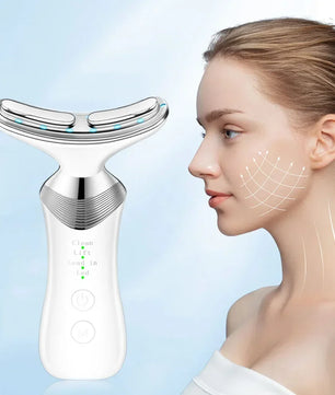 Face Neck Lifting Beauty Device Hot Compress 5-color LED Photon Firming Rejuvenation Anti Wrinkle Reduce Double Chin Anti Facial