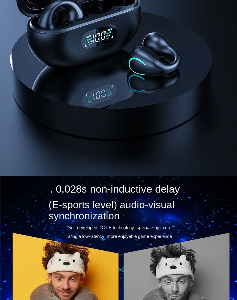Q71 TWS Bone Conduction Bluetooth Earphones HiFi Stereo Ear Clip Earbud Sports Wireless Headphones Mini Noise Cancelling Headset