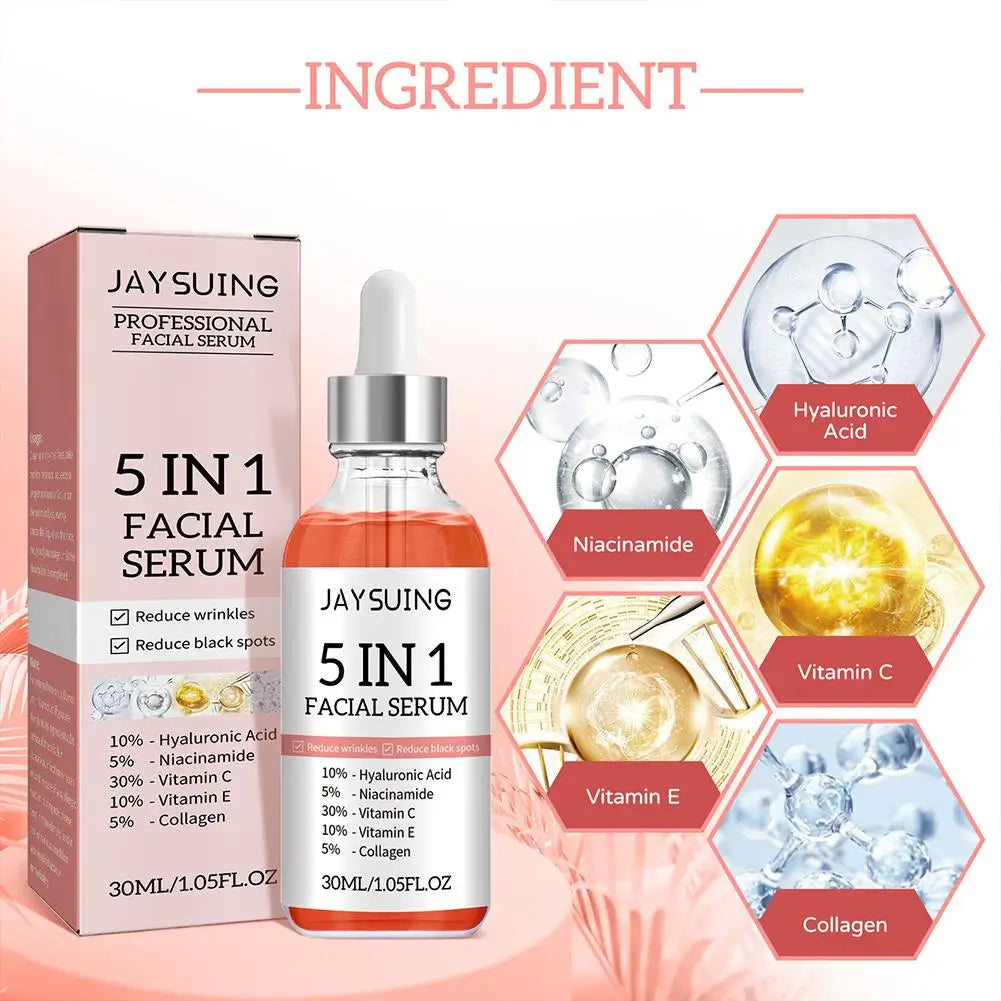 5 In 1 Fade fine lines Firming Face Serum Moisturizing brightning Vitamin C