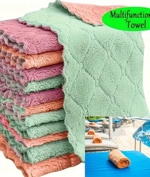 5/10/20pcs Kitchen Towel, Ultra-fine Fiber Light Gray Cleaning Cloth Set, Absorbent, Soft And Stain-removing Cloth