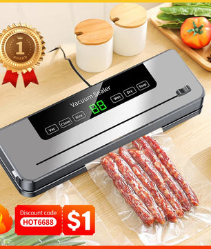 Electric Vacuum Sealer Food Storage Seal Touch Button Dry/Wet Built-in Cutter Kitchen Food Sealing Vacuum packaging machine