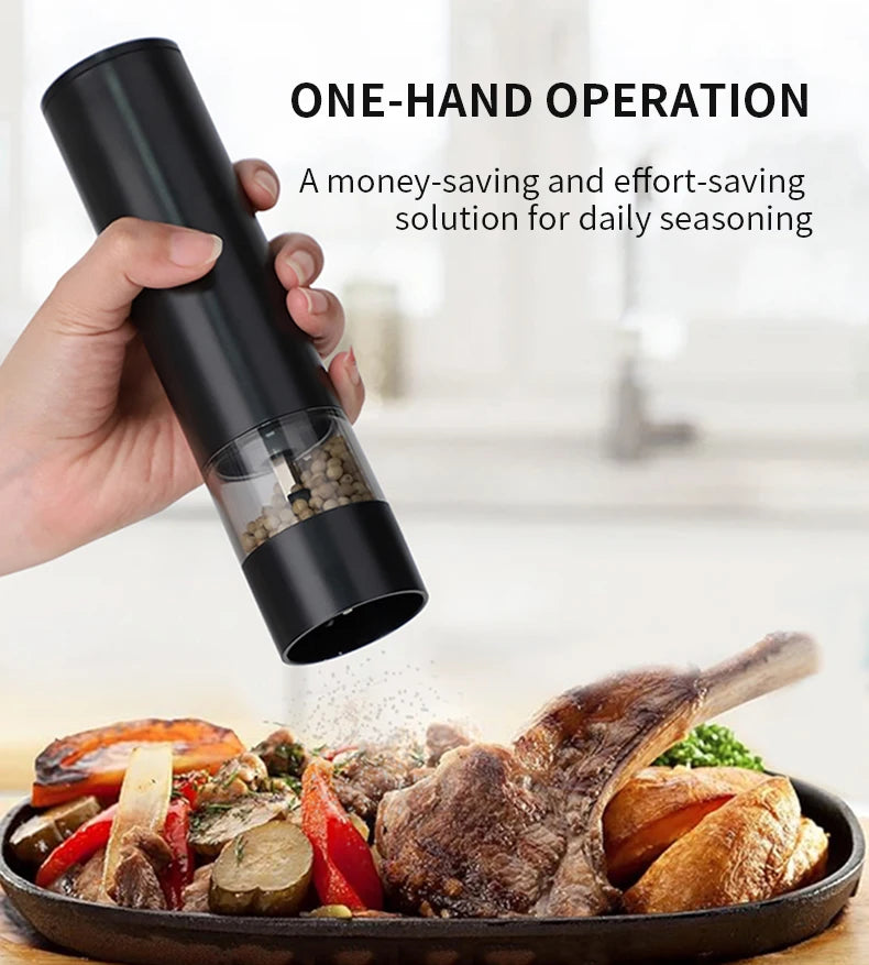 New Rechargeable Electric Salt and Pepper Grinder Adjustable Coarseness Large Capacity Auto Spices Grinders Kitchen Cooking Tool
