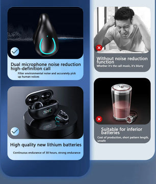 Wireless Bluetooth Earphones Earring HIFI Bass Music Headphones Ear Clip Sport TWS Earbuds Game Headset PK Ambie Sound Earcuffs