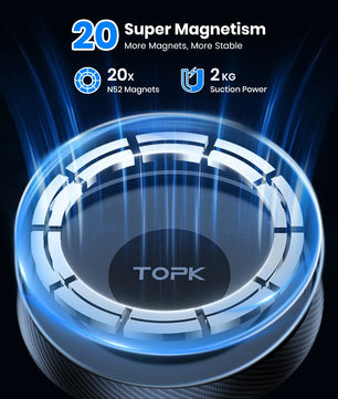 TOPK for Magsafe Car Phone Holder,Powerful Magnetism Premium Quality Single-Hand Operation Metal Hook Magnetic Car Phone Mount