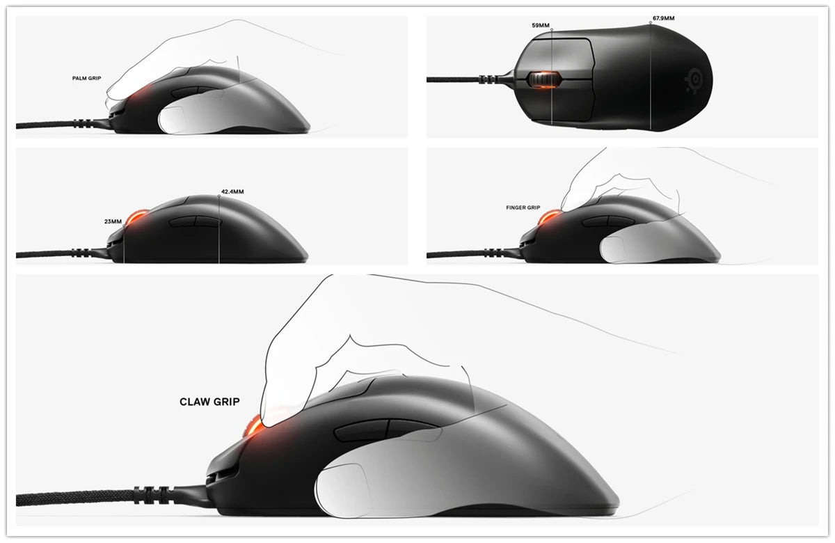 SteelSeries Prime Mini FPS Wired Gaming Mouse RGB Lighting Edition 5 Programmable Buttons 18K CPI TrueMove Pro Sensor – PC/Mac