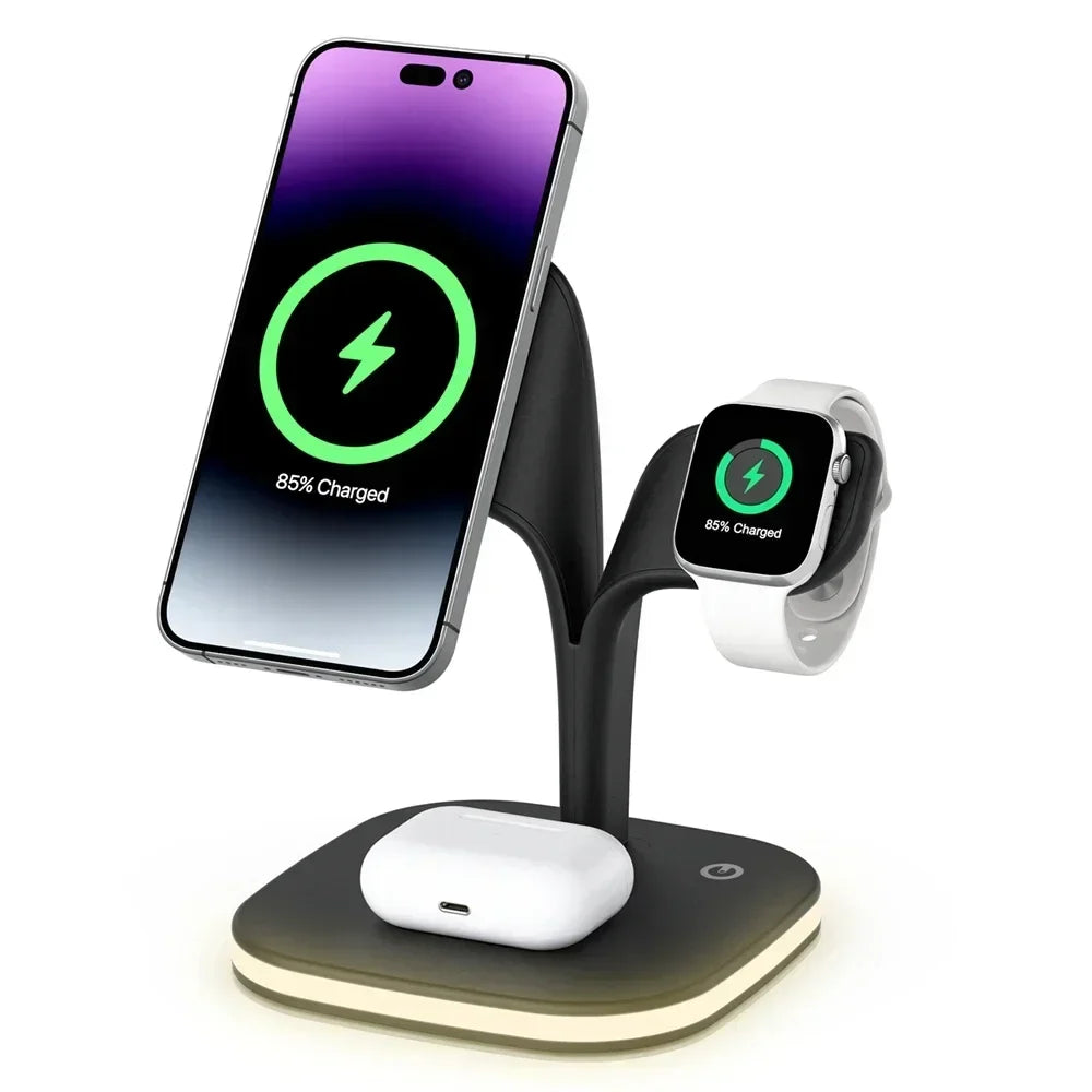 Magnetic 3 in 1 Wireless Charger For iPhone 16 15 14 13 12 Pro Max Fast Wireless Charging Station For Apple Watch 9 /AirPods Pro