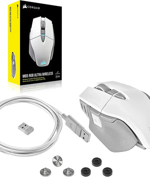 Corsair M65 RGB Ultra Wireless Tunable FPS Wireless Gaming MouseSub-1ms Slipstream Wireless Technology 26,000 DPI -White/Black