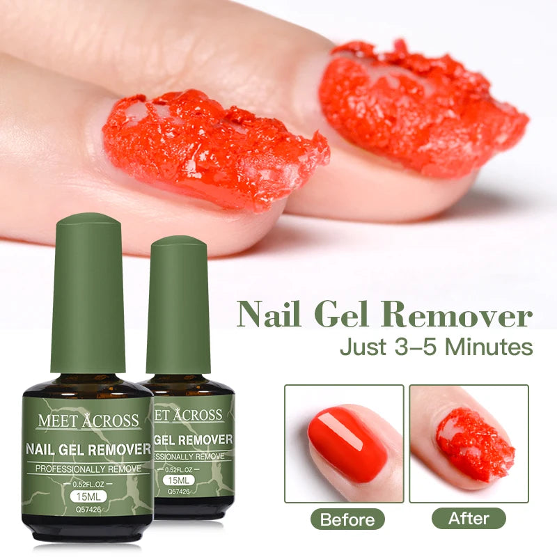 MEET ACROSS 15ml Magic Fast Nail Gel Polish Remover Clean UV Soak