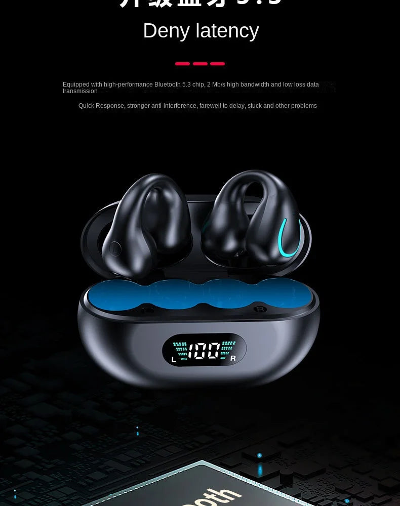 Q71 TWS Bone Conduction Bluetooth Earphones HiFi Stereo Ear Clip Earbud Sports Wireless Headphones Mini Noise Cancelling Headset