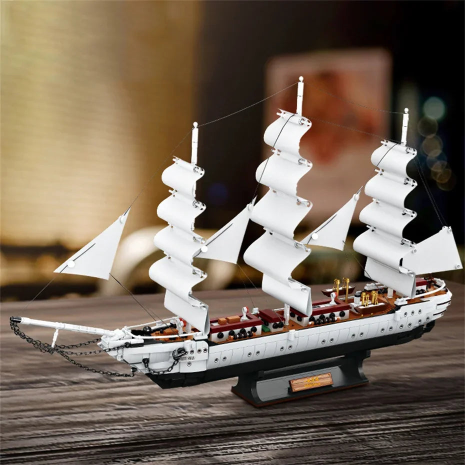 Sailboat Building Toys For Kids 1672pcs 66cm White Swan Sailing Ship Building Blocks MOC Bricks Educational Toys Home Decoration