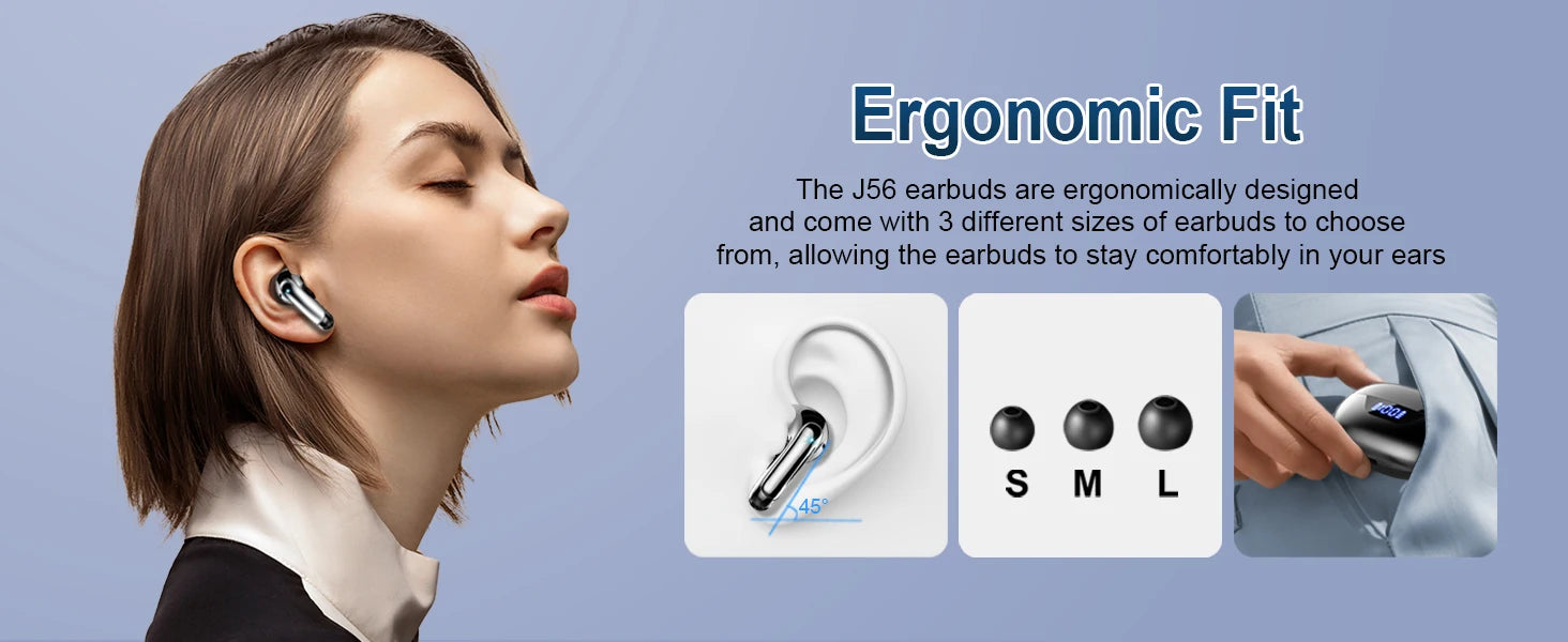 Wireless Headphones,Bluetooth 5.3 Stereo Earphones in Ear with 4 ENC Mic Clear Calls,Noise Cancelling Ear Buds,48H battery life.