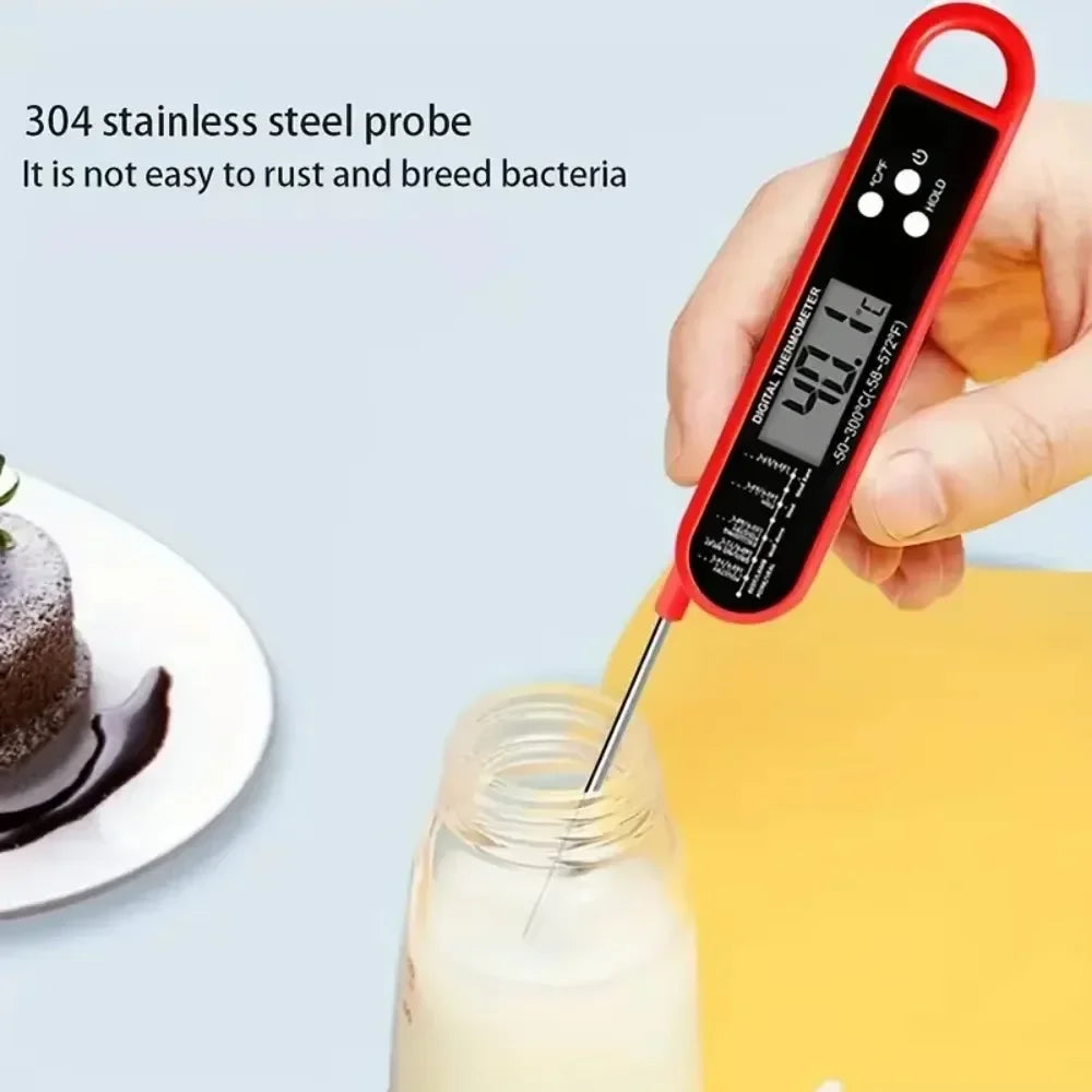 Waterproof Digital Food Kitchen Thermometer For Oven Meat Cooking Grilling With Rotating LCD Screen Alarm Function
