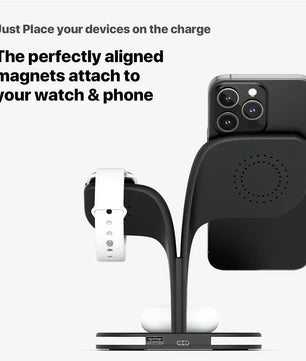 Magnetic 3 in 1 Wireless Charger For iPhone 16 15 14 13 12 Pro Max Fast Wireless Charging Station For Apple Watch 9 /AirPods Pro