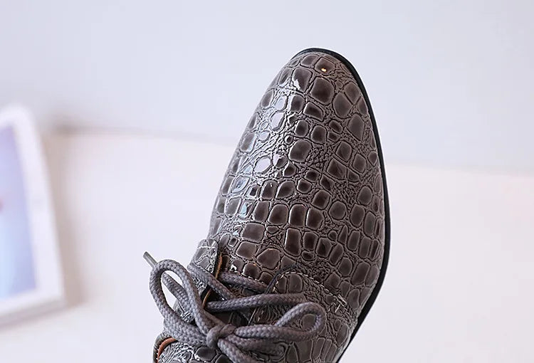 Boys Leather Shoes for Party Wedding Shows Catwalk Cool Lace-up Classic Kids Fashion Casual Shoes Loafers 2023 Children Dress PU