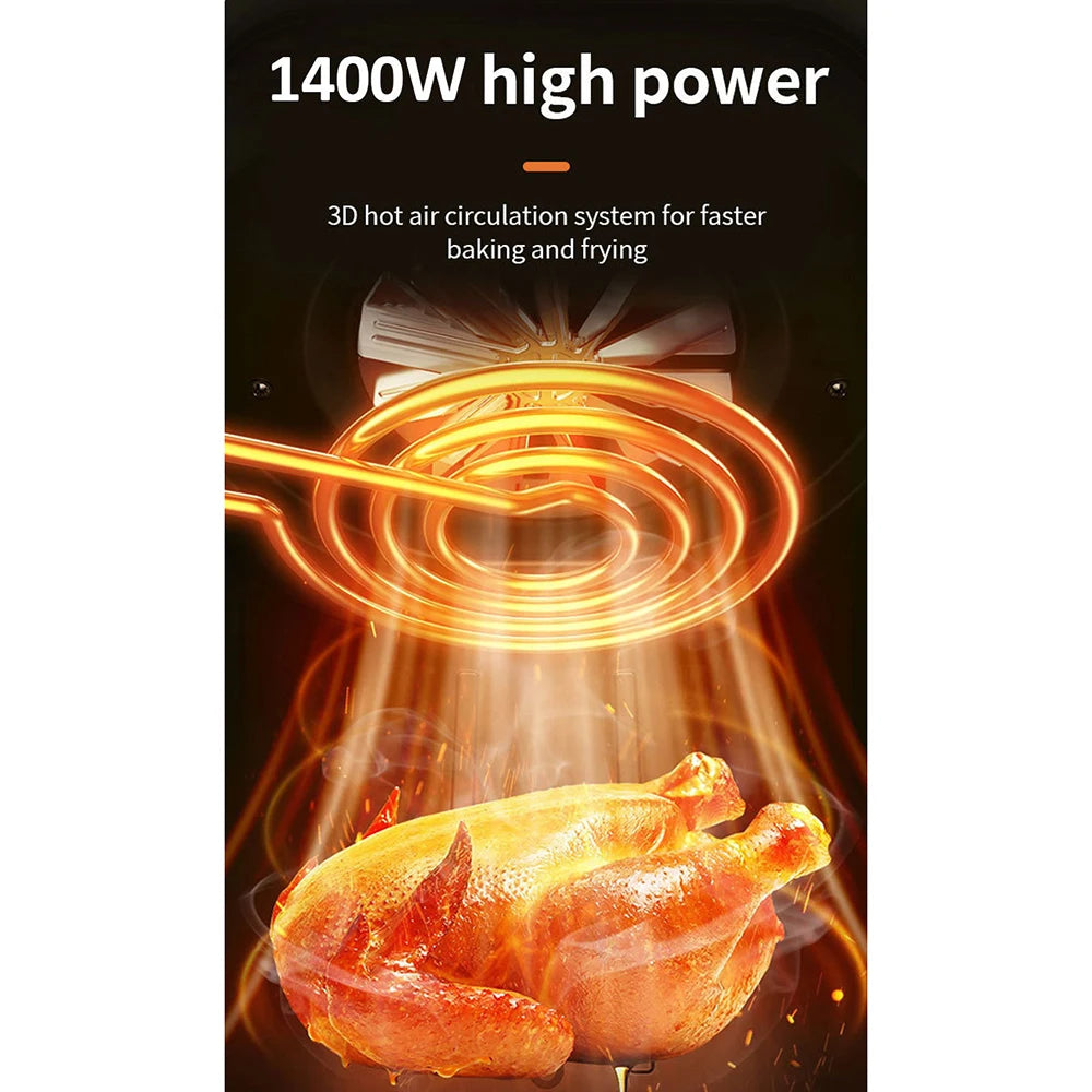 Multifunctional Air Fryer Home 5.5L Smokeless Low Fat High Power Electric Roast Chicken & French Fries Healthy