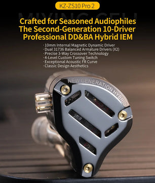 KZ ZS10 Pro 2 in Ear Metal Earphone HIFI Bass Earbud 4-Level Tuning Switch Headphone 2PIN Cable ZS10PRO2 ZSNPRO AS16PRO