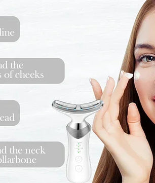 Face Neck Lifting Beauty Device Hot Compress 5-color LED Photon Firming Rejuvenation Anti Wrinkle Reduce Double Chin Anti Facial