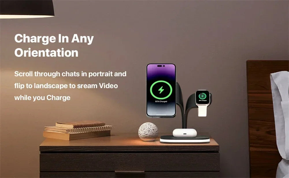 Magnetic 3 in 1 Wireless Charger For iPhone 16 15 14 13 12 Pro Max Fast Wireless Charging Station For Apple Watch 9 /AirPods Pro
