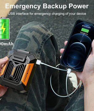 Waist Clip Fan Portable Mini Hanging Neck Fan USB Rechargeable Fan Small Outdoor Camping Waist Fan with Power Bank LED Light