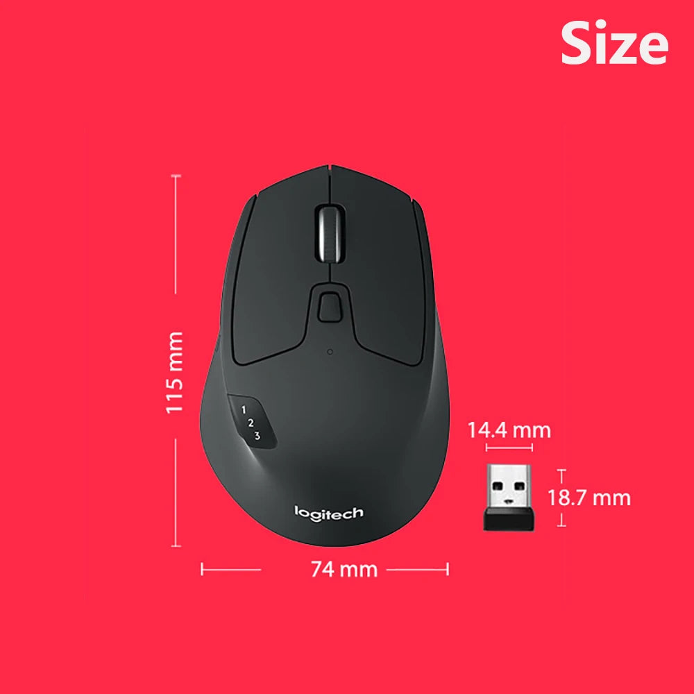 Logitech M720 Wireless Mouse 2.4GHz Bluetooth 1000DPI Gaming Mice Unifying Dual Mode Multi-device Office Gaming Mouse for PC