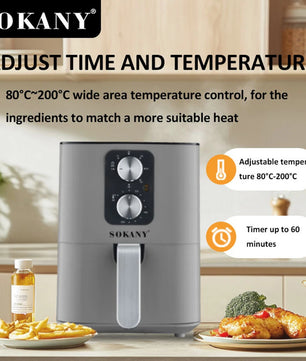 Multifunctional Air Fryer Home 5.5L Smokeless Low Fat High Power Electric Roast Chicken & French Fries Healthy